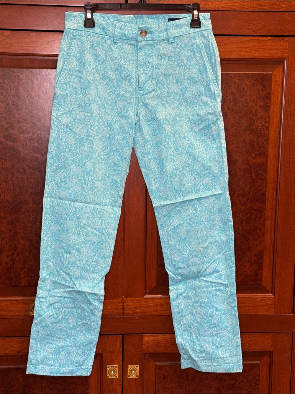 Light Aqua Turtle Patterned Vineyard Vines Men’s Breaker Pants